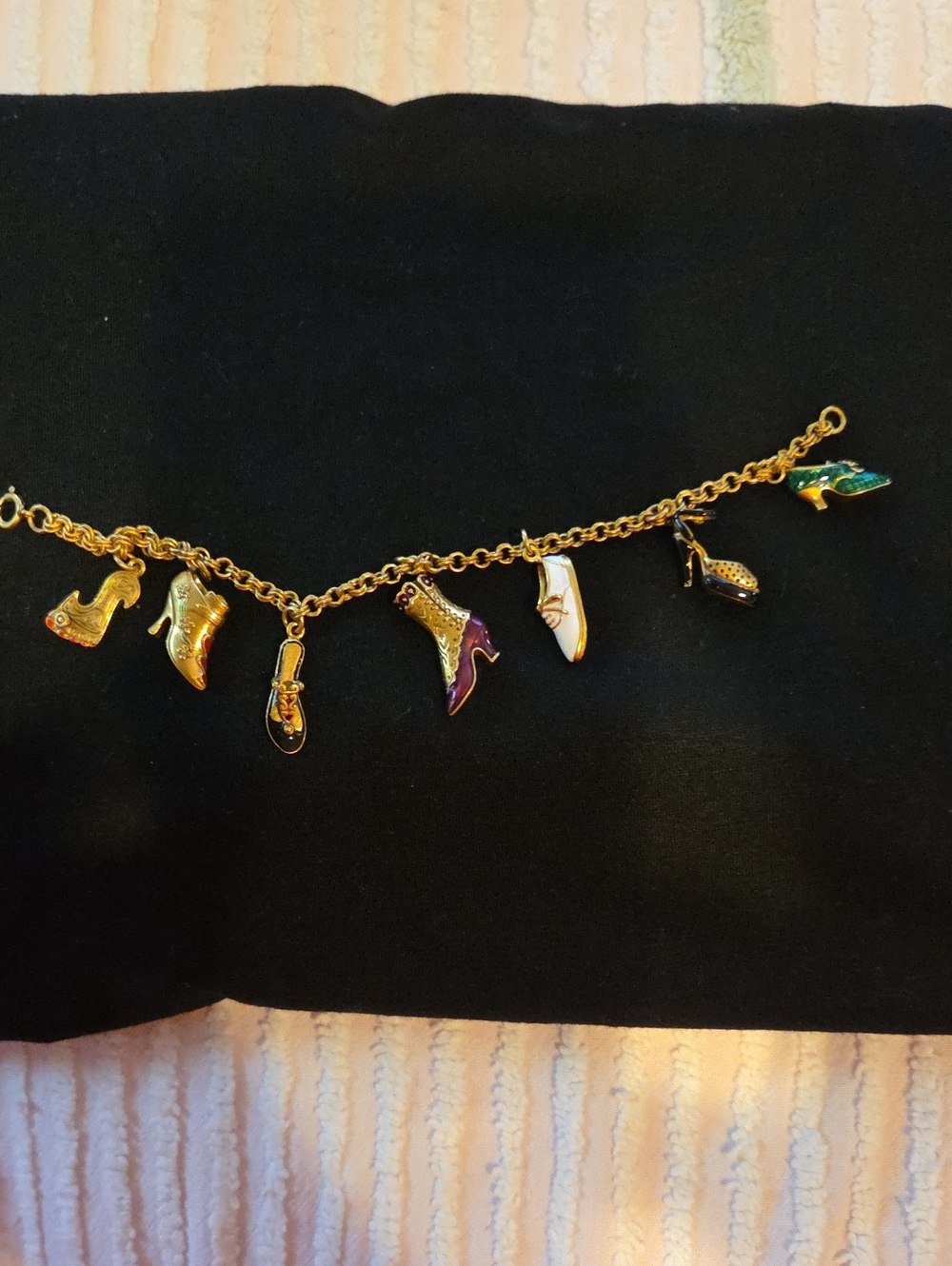 VintageGold-Tone Women's Shoe Charm Bracelet - Multi-Color Enamel